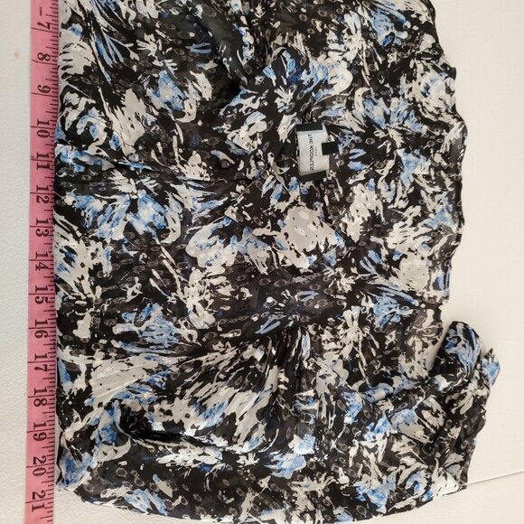 The Kooples Paris Womens Blue White Metallic Fitted Button Front Shirt Size 2 - Picture 4 of 7